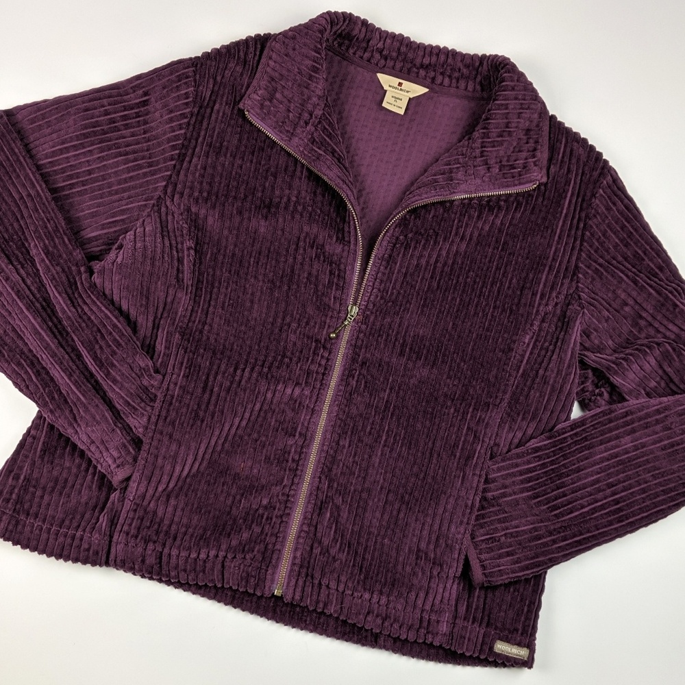 Woolrich Chenille Ribbed Zip Up Cardigan